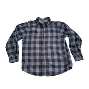Men's Blue and Black Checkered button-down flannel